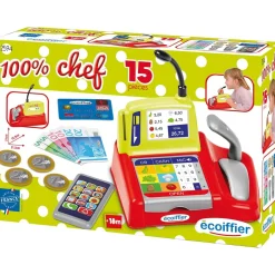 Winkelspeelgoed|Meisjes>Écoiffier 100% Chef kassa met scanner en smartphone