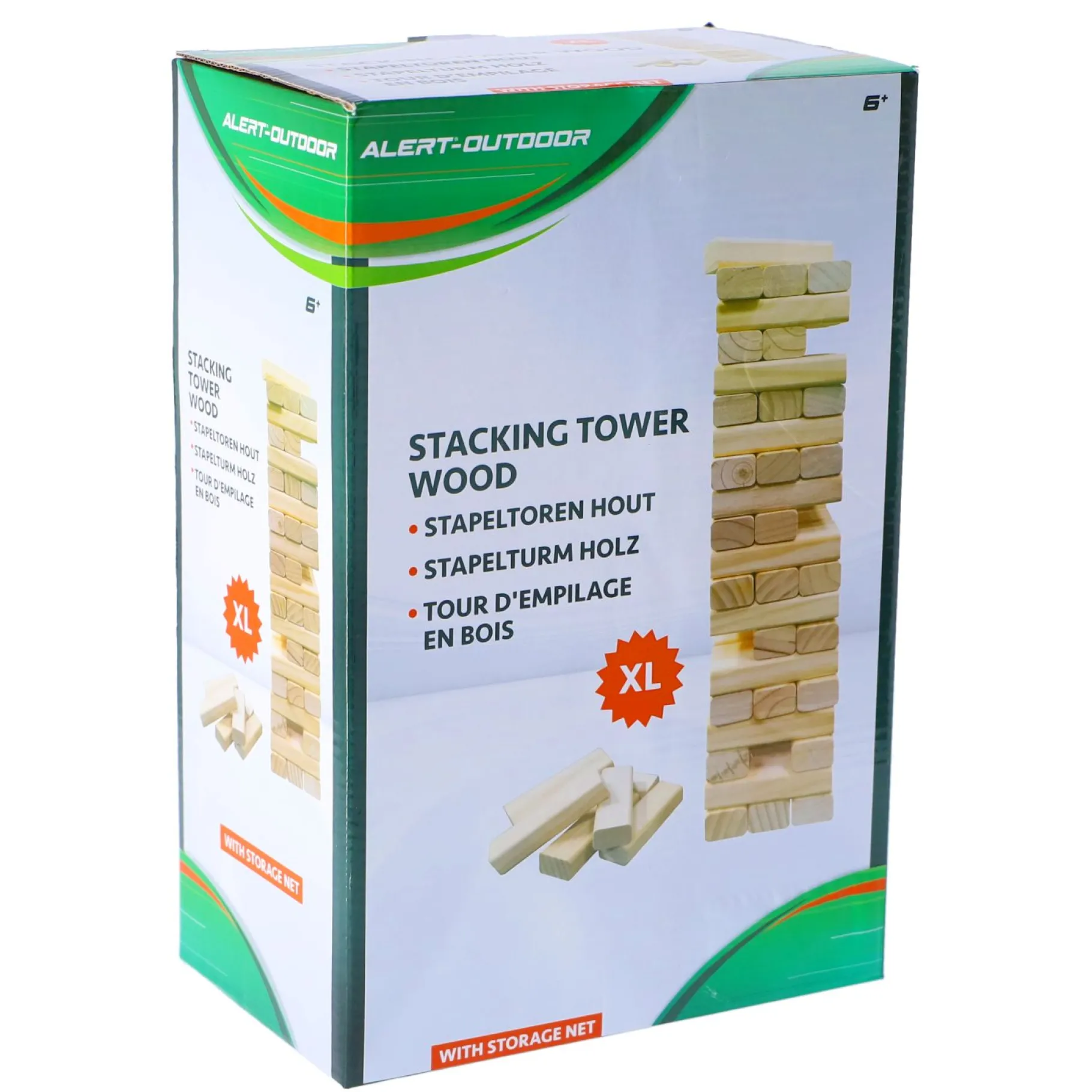 Vang En Werpspel|Buitenspellen>Alert Outdoor Stapeltoren Xl Hout Met Handig Opbergnet