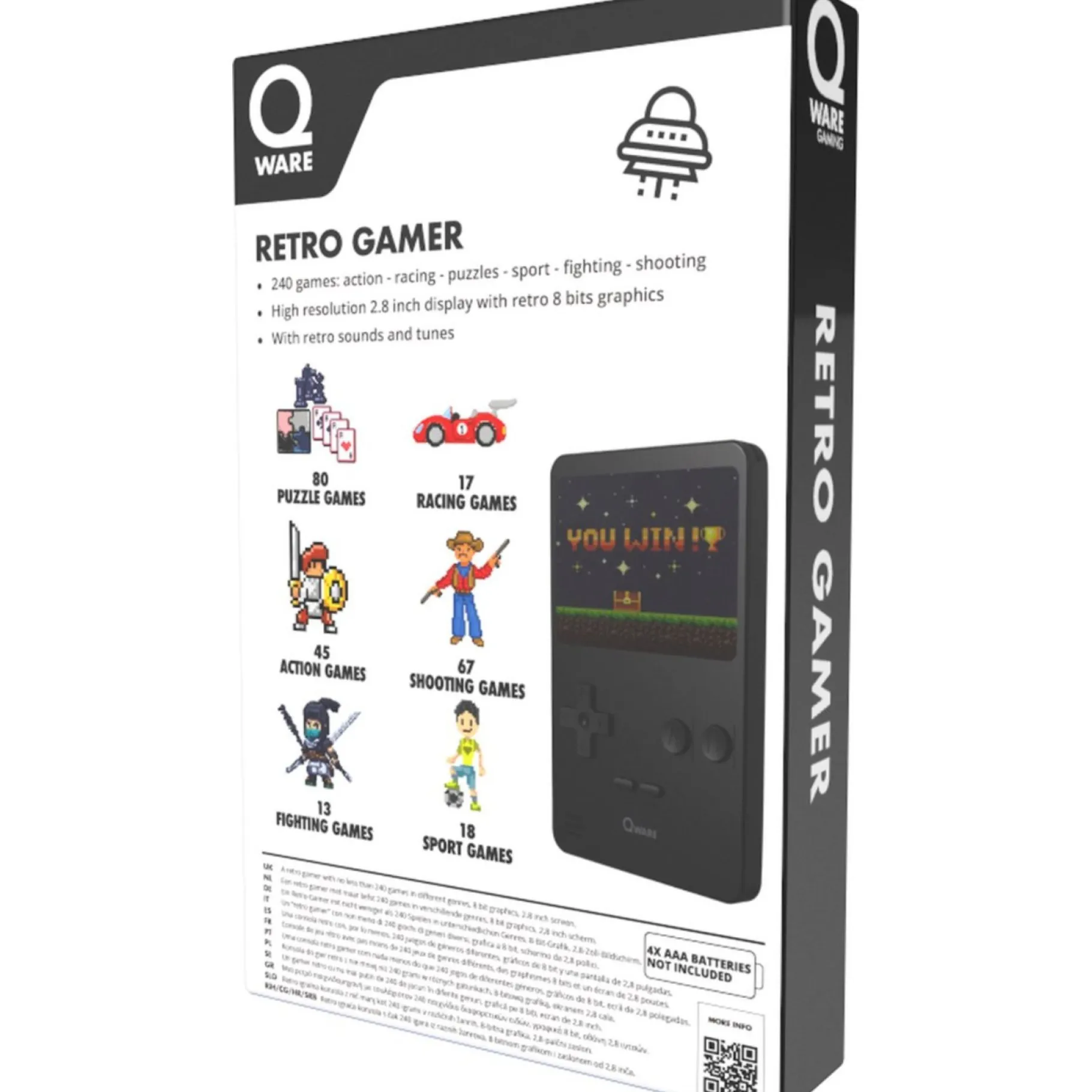 Lcd-Spellen>Qware Arcade 240 in 1 mini game retro zwart