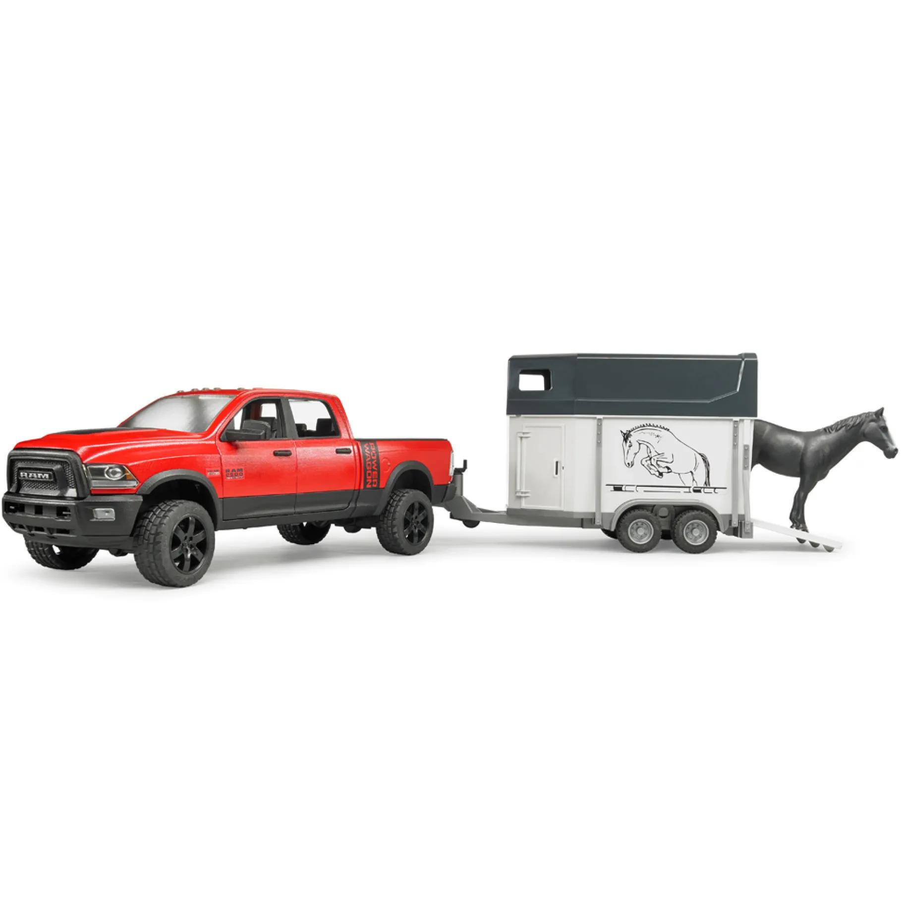 Auto's|Jongens>Bruder Auto Dodge RAM Met Paardentrailer