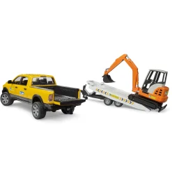 Auto's|Jongens></noscript>Bruder Auto Ram 2500 Power Wagen Rental Service met aanhangwagen en minibagger
