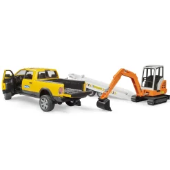 Auto's|Jongens></noscript>Bruder Auto Ram 2500 Power Wagen Rental Service met aanhangwagen en minibagger