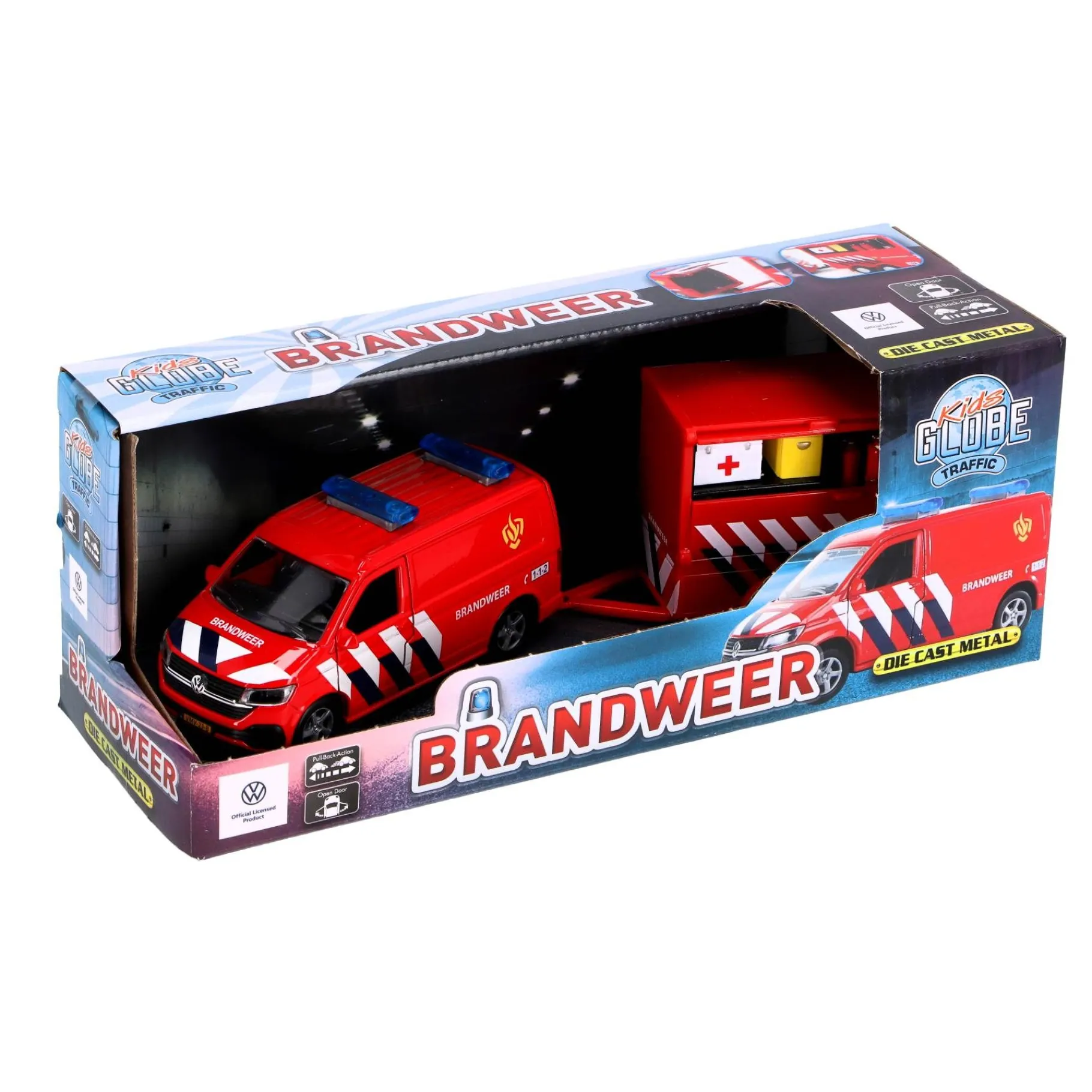 Auto's|Jongens> Auto Volkswagen transporter brandweer en aanhanger NL