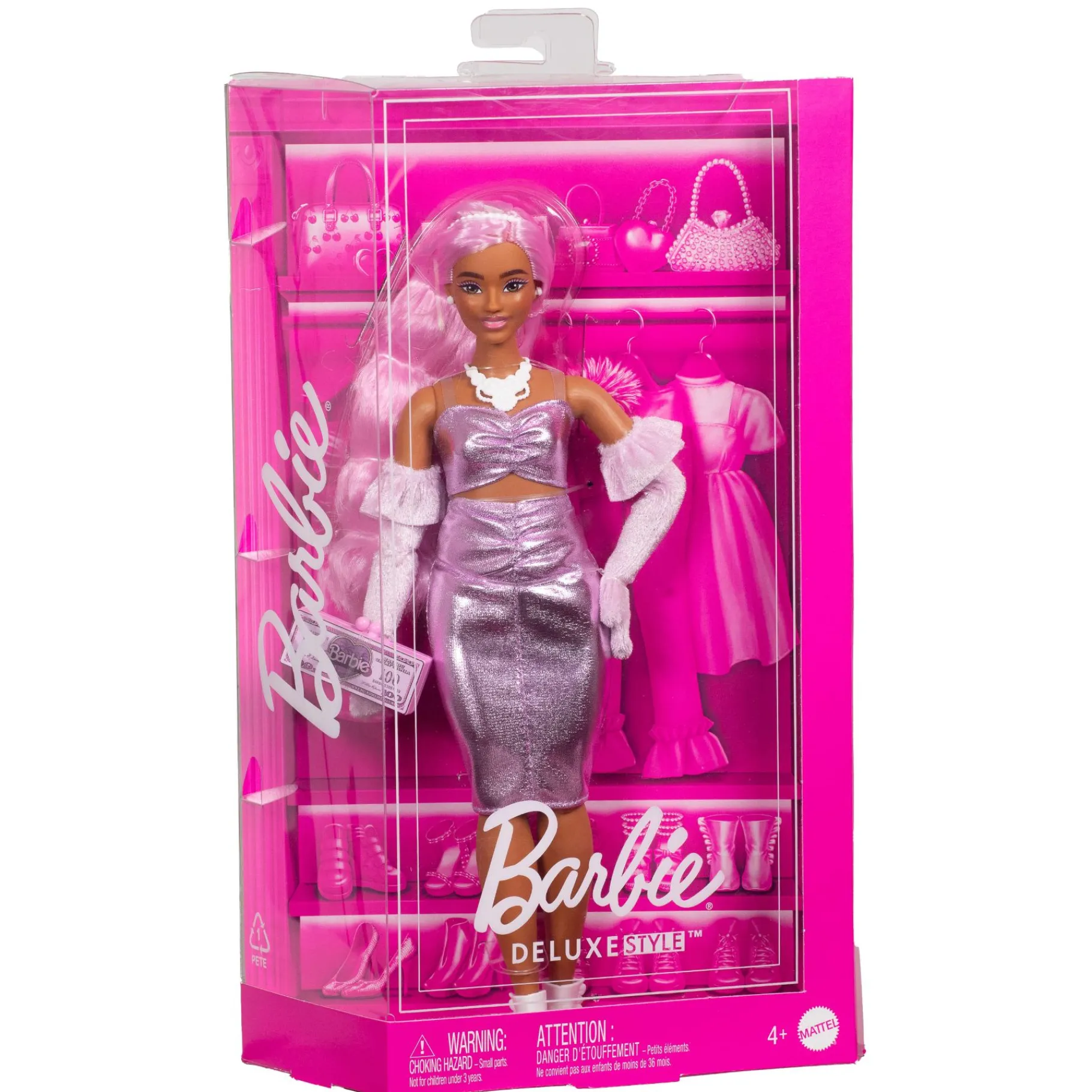 Tienerpoppen|Meisjes> Barbie Fashionsta pop deluxe+metallic roze haar