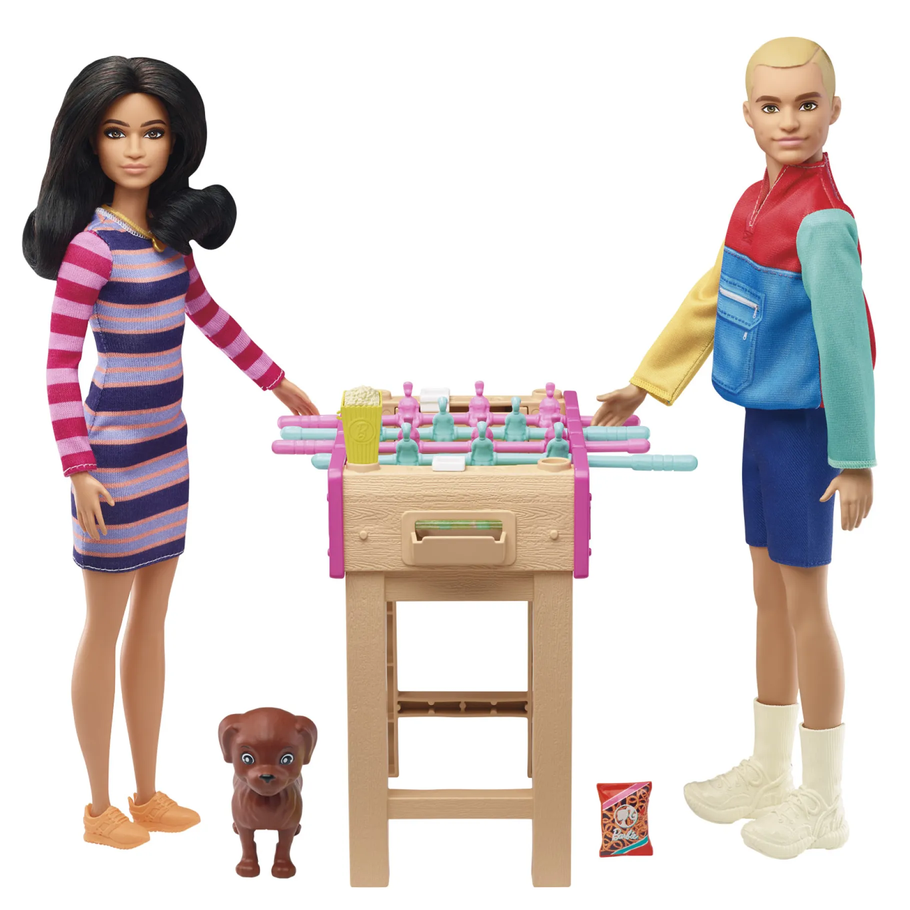 Meisjes|Tienerpoppen>Barbie Mini Playset Voetbaltafel Met Hondje
