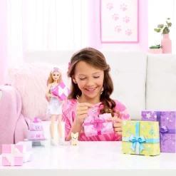 Tienerpoppen|Meisjes></noscript> Barbie Party unboxed 2/1 pop met lichtroze jurk