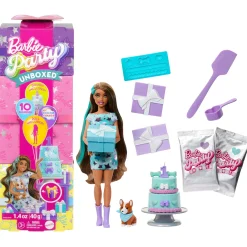 Meisjes|Tienerpoppen> Barbie Party unboxed 2/1 pop met blauwe jurk