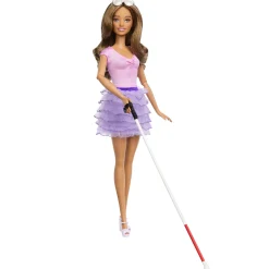 Meisjes|Tienerpoppen> Barbie pop fashionista met paarse jurk