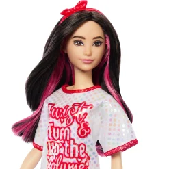 Meisjes|Tienerpoppen></noscript> Barbie pop fashionista witte jurk donker haar