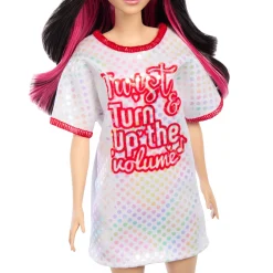 Meisjes|Tienerpoppen></noscript> Barbie pop fashionista witte jurk donker haar