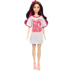 Meisjes|Tienerpoppen></noscript> Barbie pop fashionista witte jurk donker haar