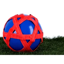 Speelballen> Blauwe Crossbal met Rode Rubberband