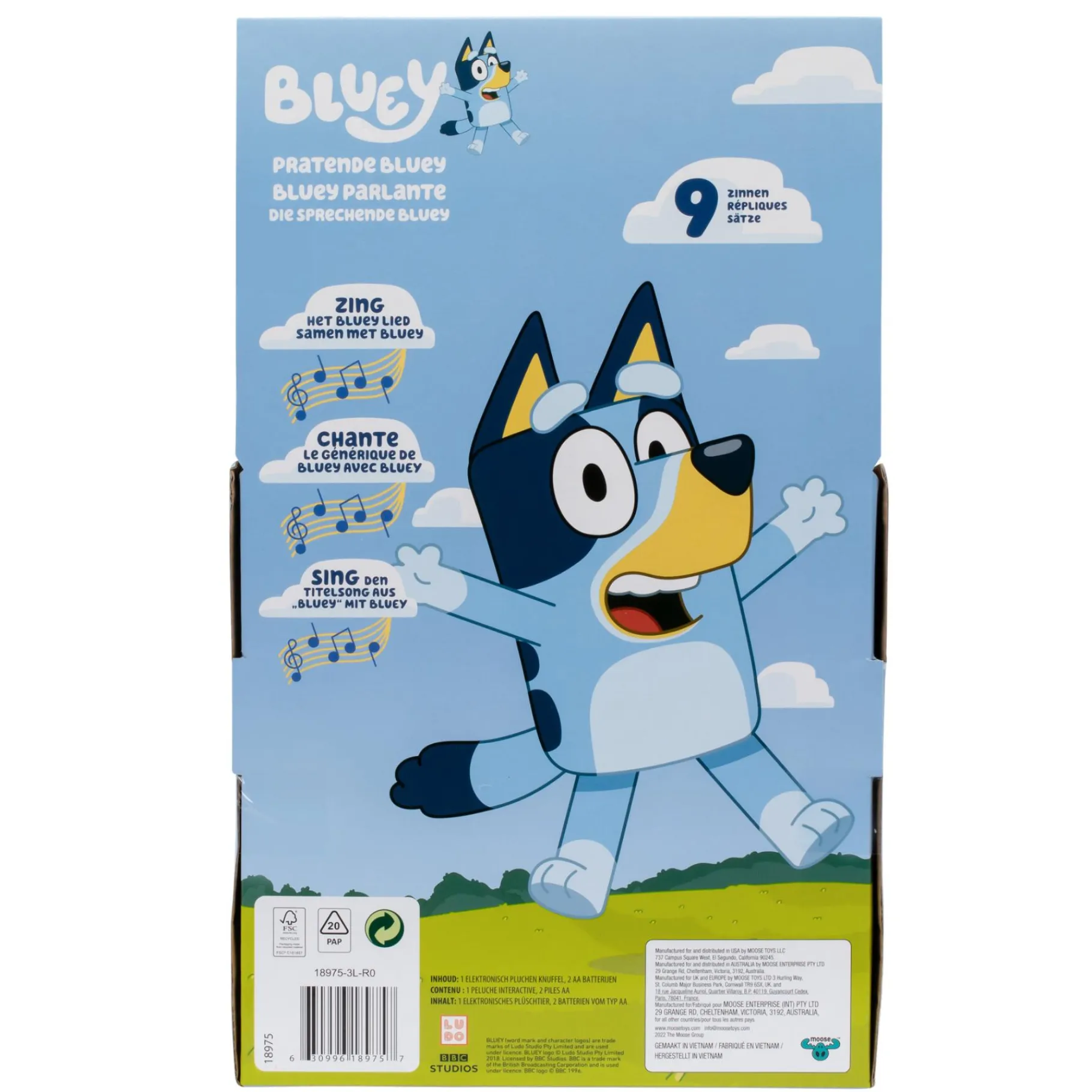 Speelfiguren> Bluey pratende Bluey Nederlands