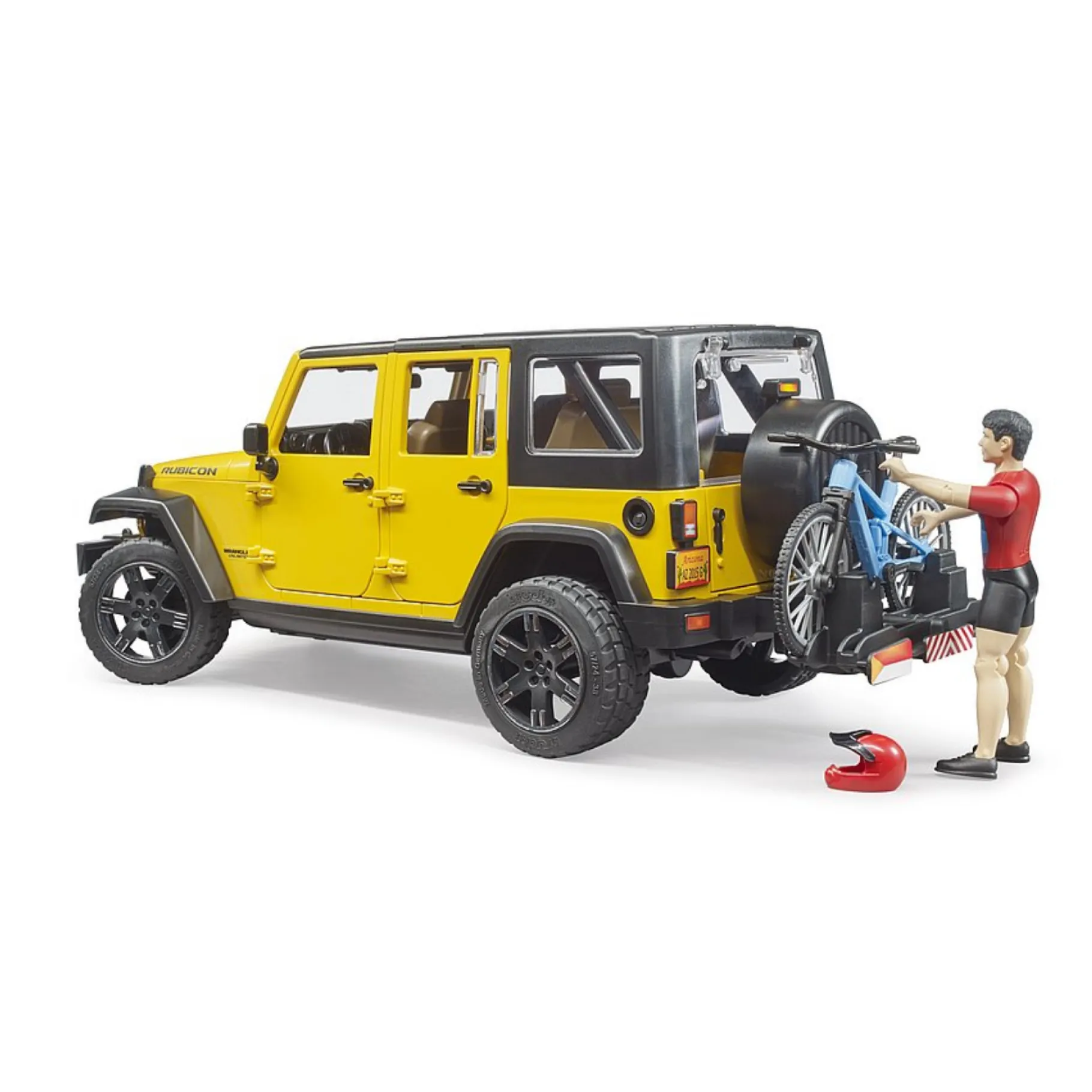 Auto's|Jongens>Bruder Auto Jeep Geel Met Mountainbiker