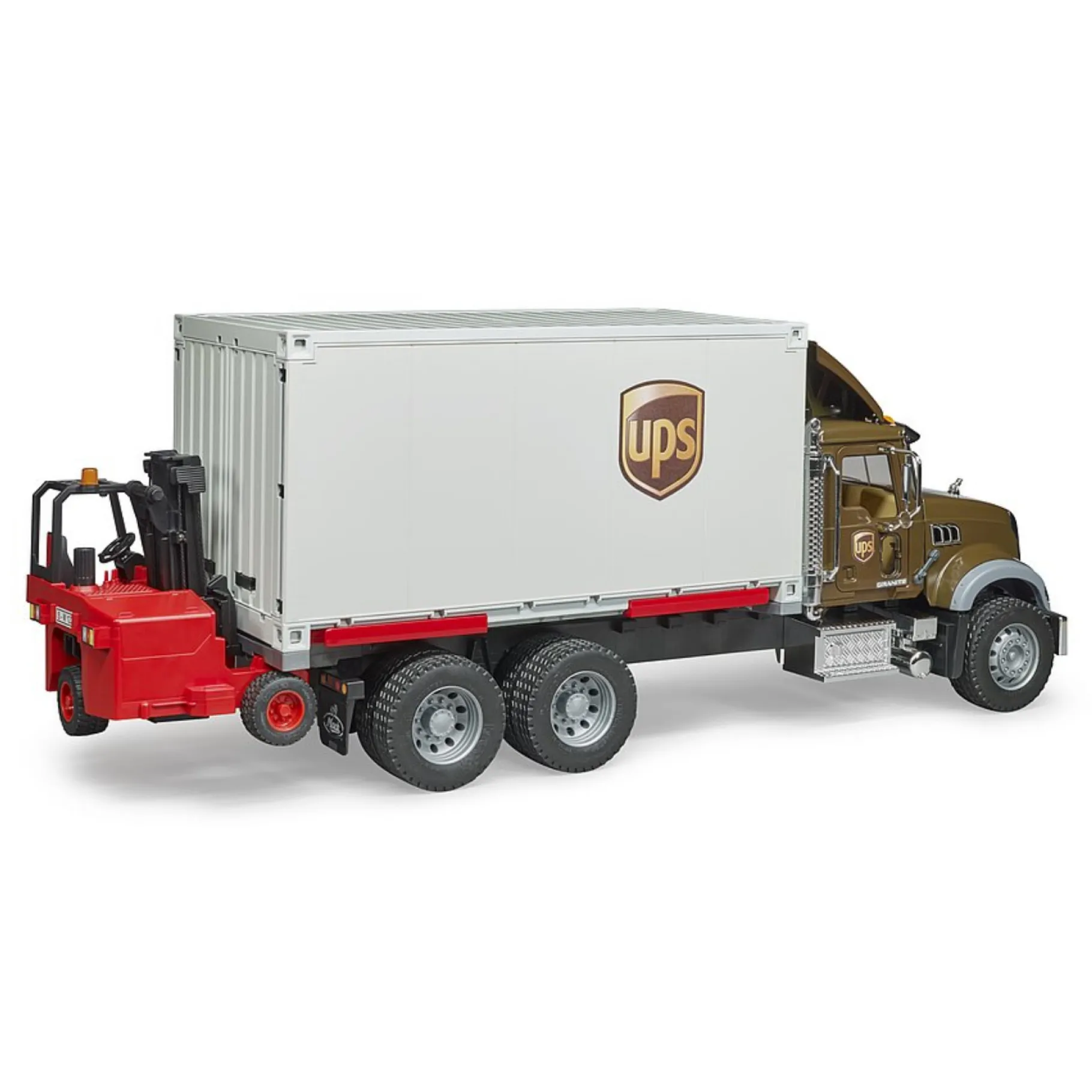 Voertuigen|Jongens>Bruder Auto Vrachtwagen MACK UPS Met Heftruck