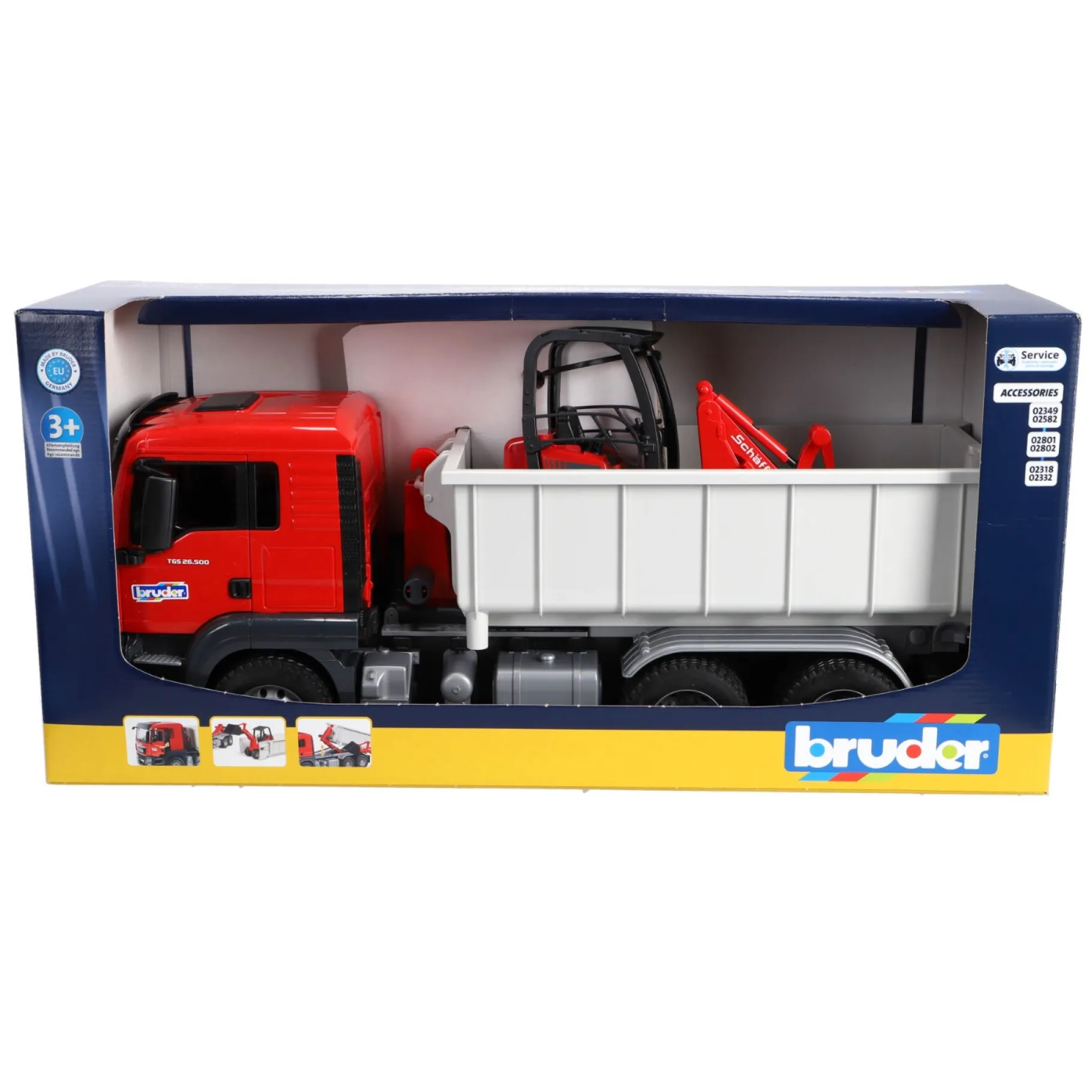 Auto's|Jongens>Bruder Auto Vrachtwagen MAN met Shovel Schaeffer