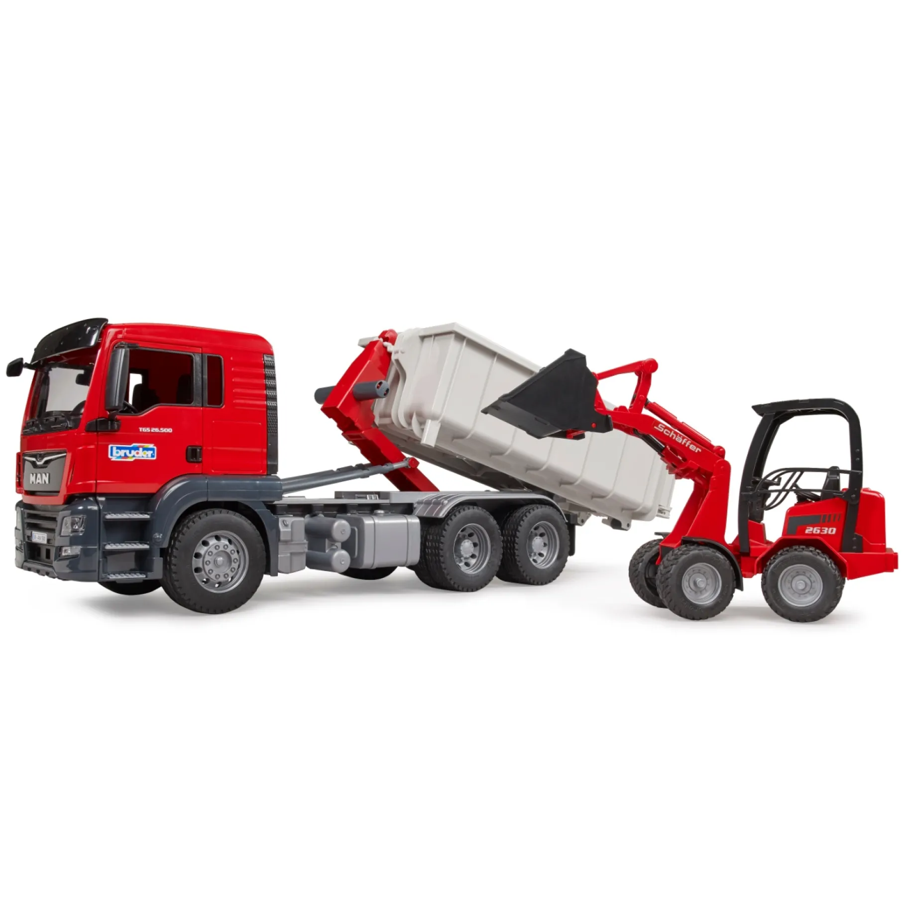 Auto's|Jongens>Bruder Auto Vrachtwagen MAN met Shovel Schaeffer