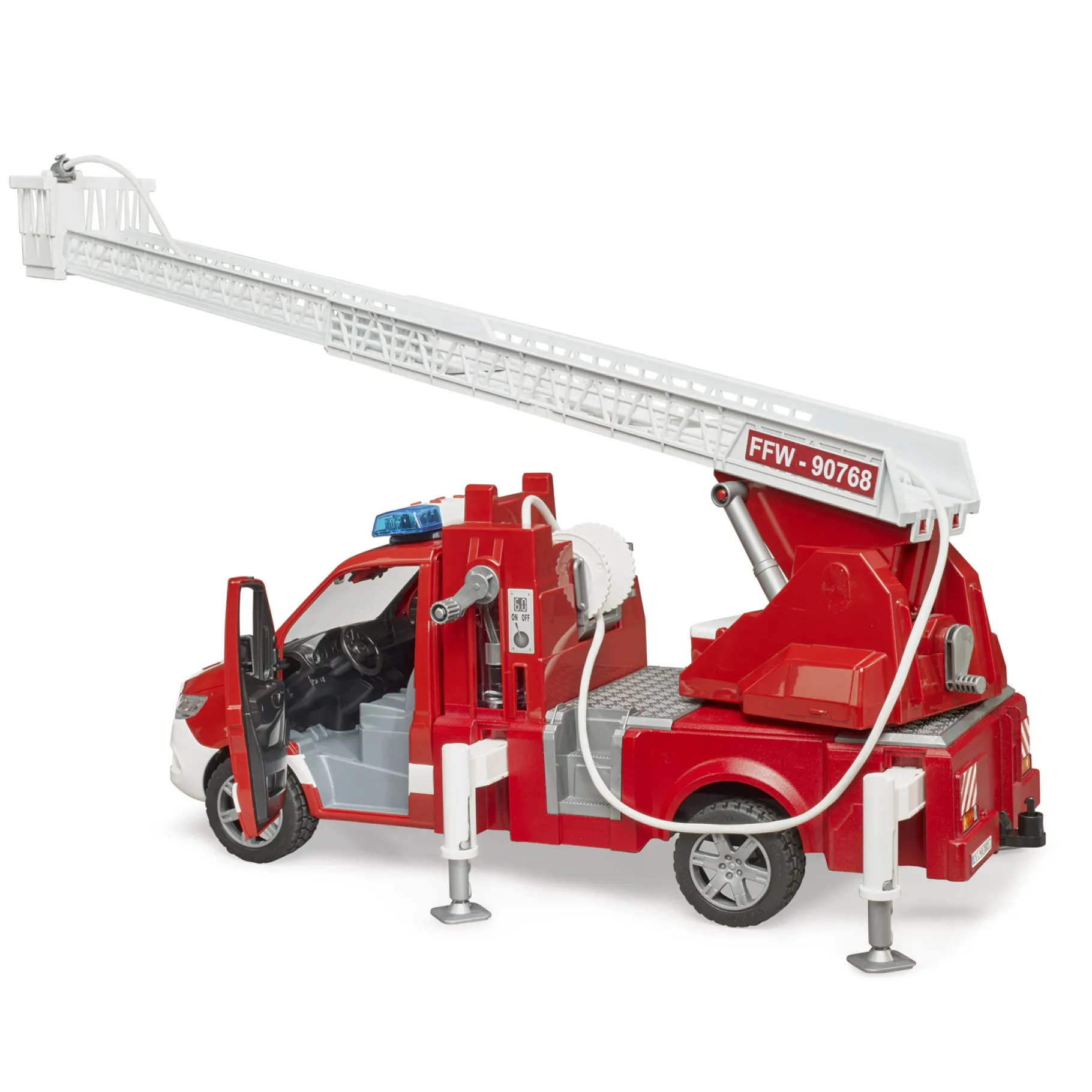 Voertuigen|Jongens>Bruder Brandweerauto met Ladder en Waterpomp +Licht en Geluid