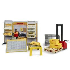 Speelsets|Jongens>Bruder DHL Pakketdienst met Palletwagen + Figuur
