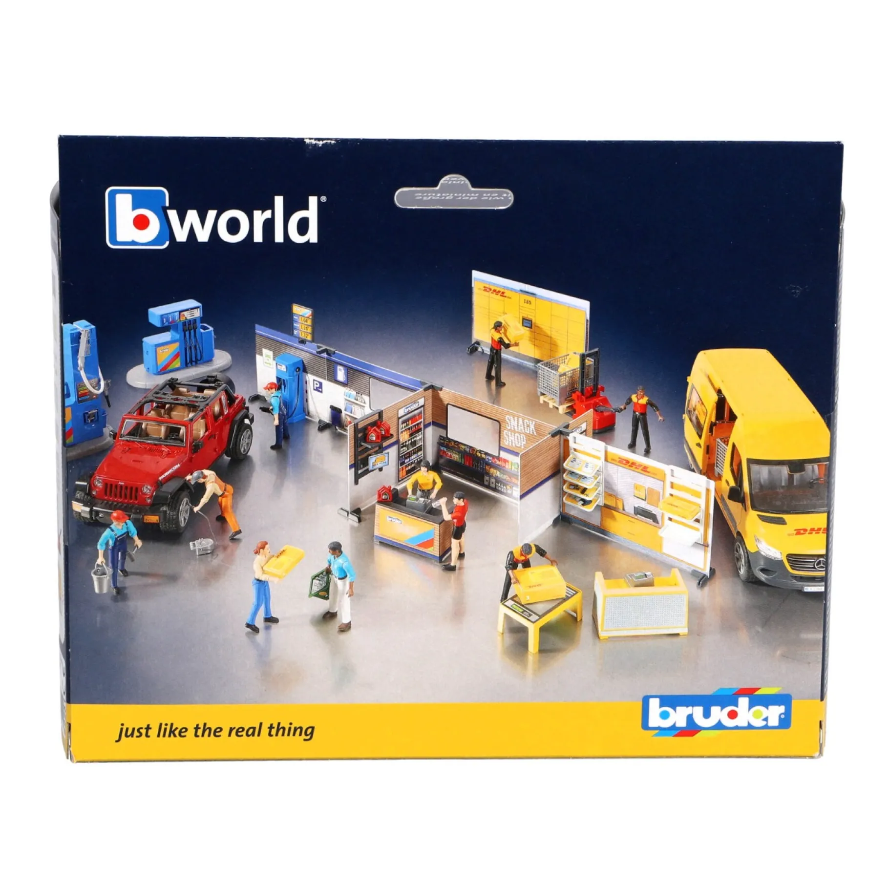 Speelsets|Jongens>Bruder DHL Pakketdienst met Palletwagen + Figuur