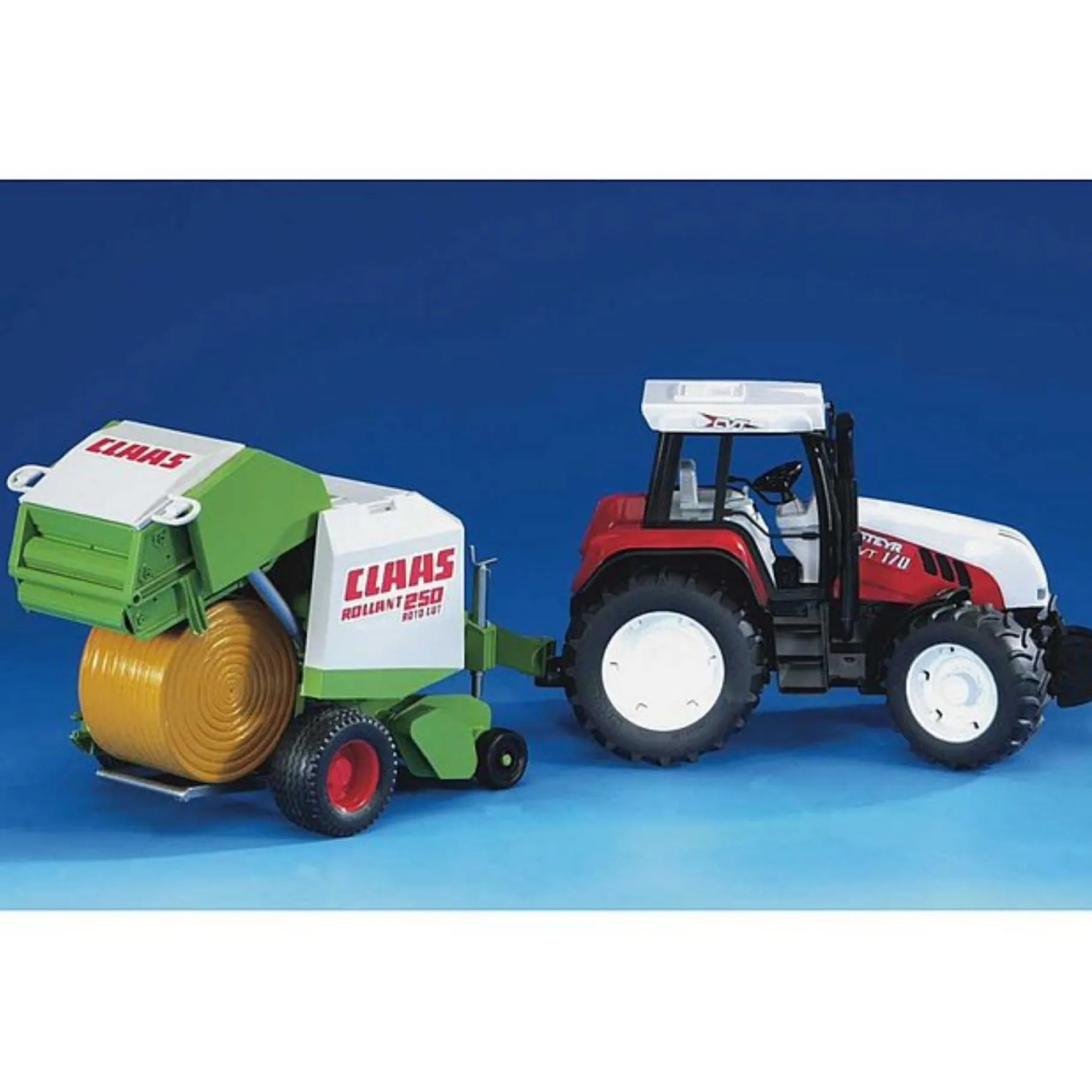 Boerderij|Jongens>Bruder Tractor Aanhanger Ronde Balenpers Claas Rollant 250