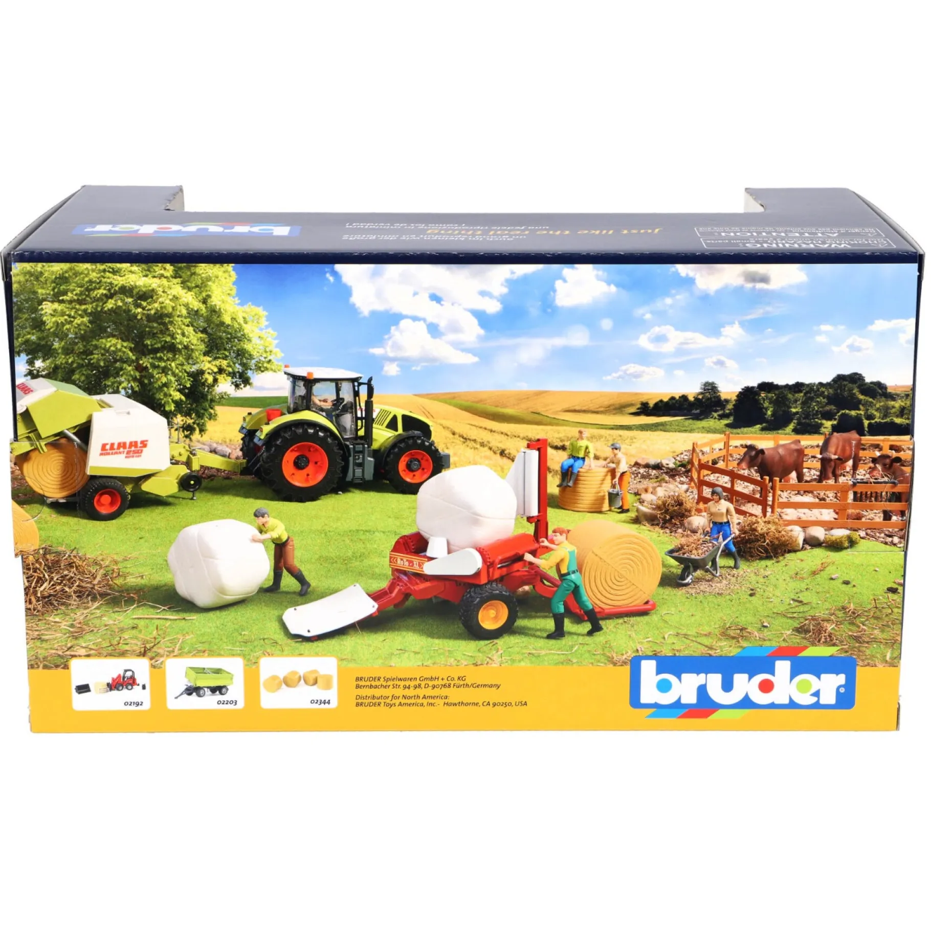 Boerderij|Jongens>Bruder Tractor Aanhanger Ronde Balenpers Claas Rollant 250