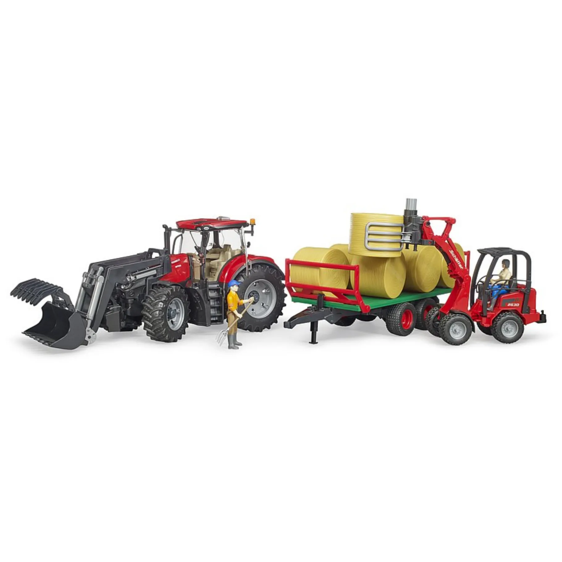 Auto's|Jongens>Bruder Tractor Case Met Balenaanhanger