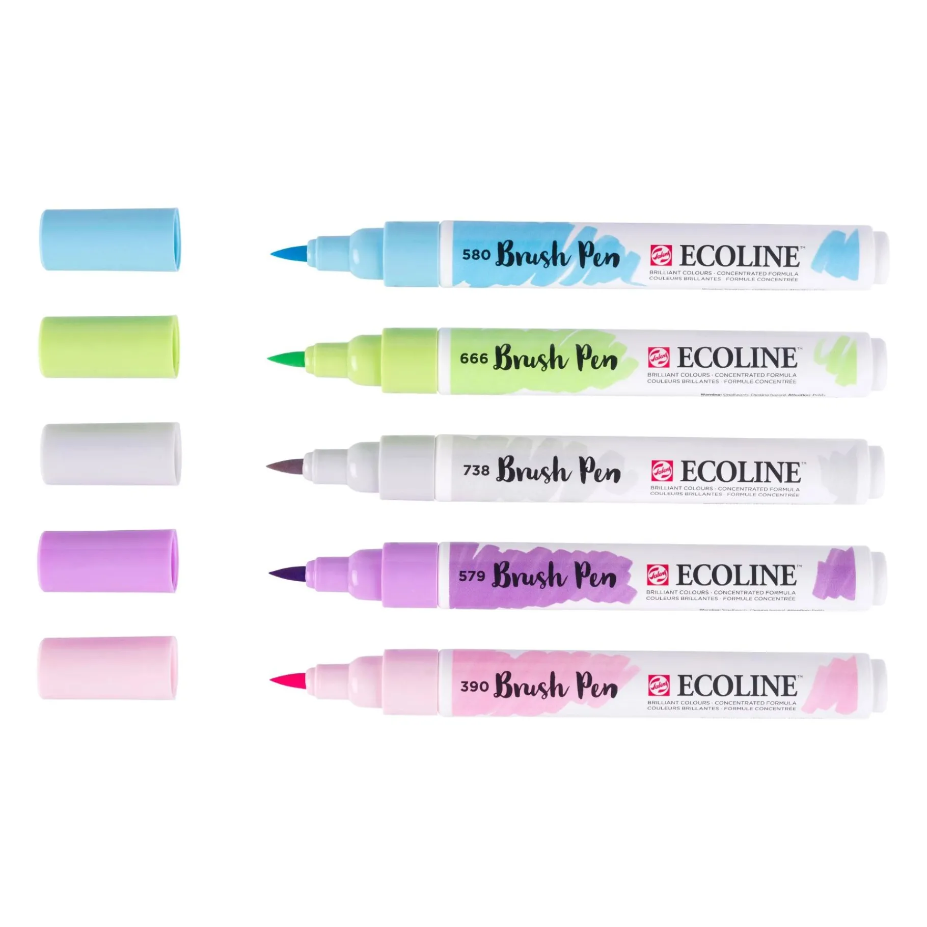 Tekenen / Kleuren>Bruynzeel brush pen set ecoline pastel 5 stuks
