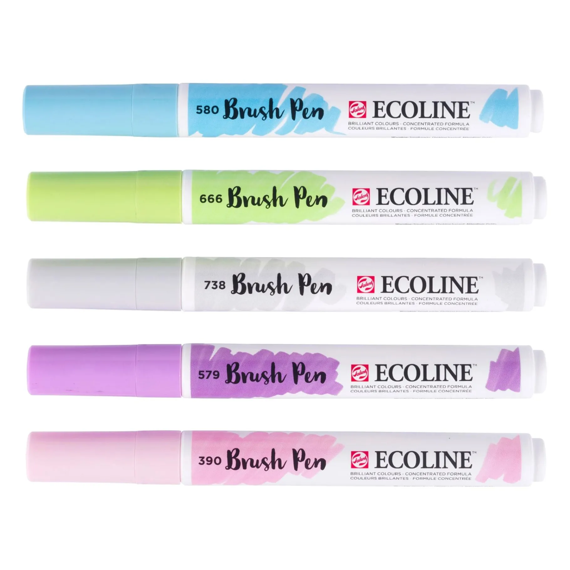 Tekenen / Kleuren>Bruynzeel brush pen set ecoline pastel 5 stuks