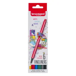 Tekenen / Kleuren>Bruynzeel Fineliner Set 6 Kleuren Basic
