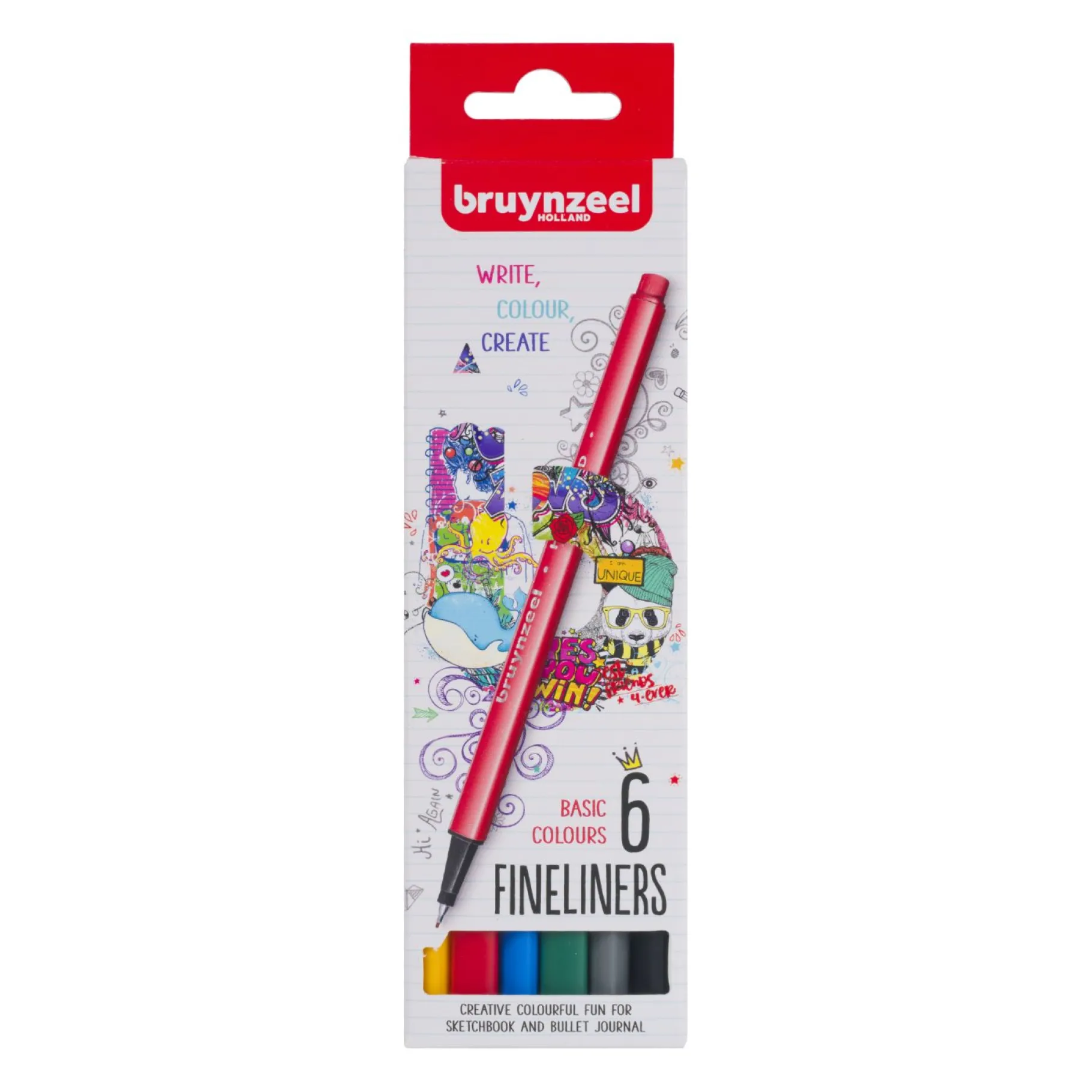 Tekenen / Kleuren>Bruynzeel Fineliner Set 6 Kleuren Basic