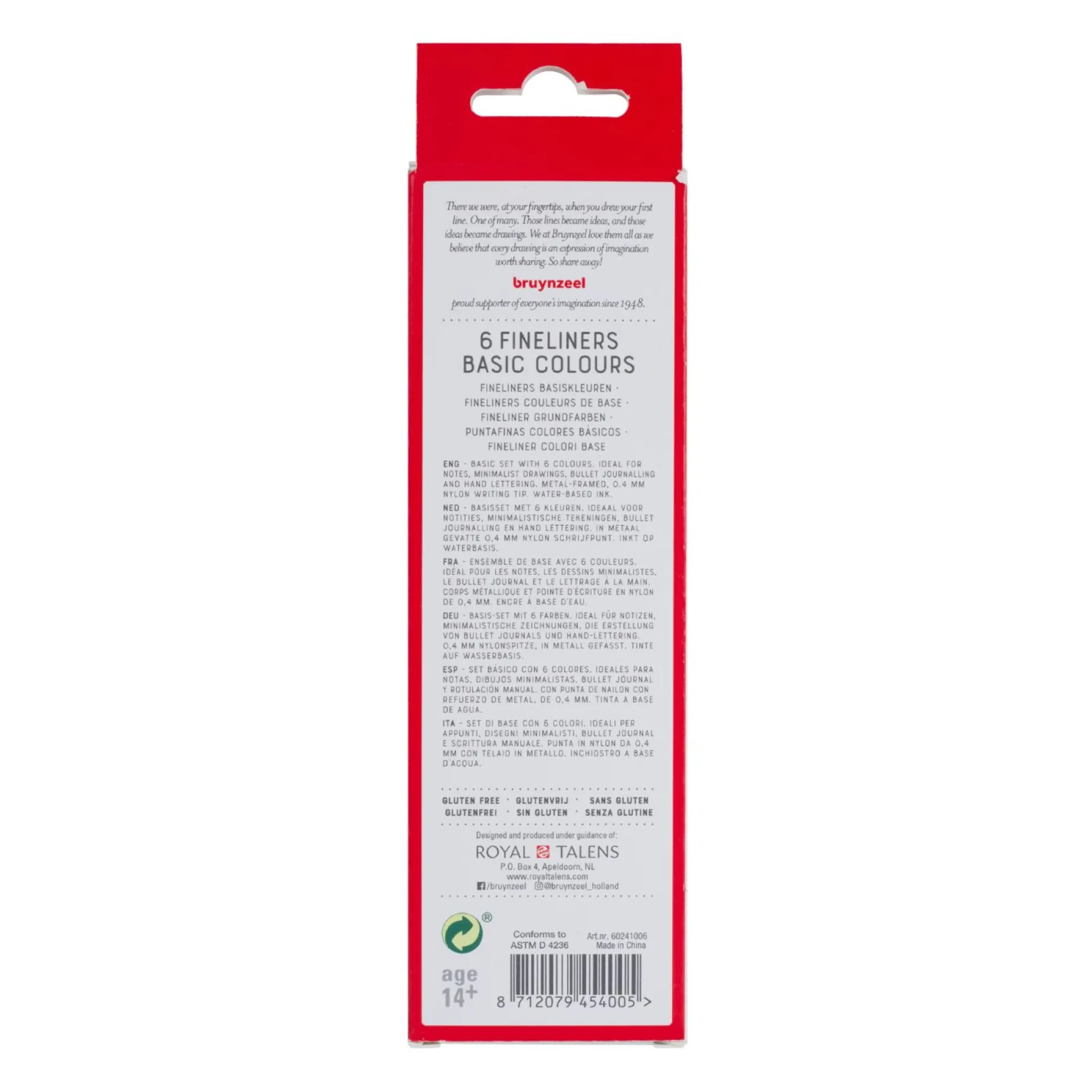 Tekenen / Kleuren>Bruynzeel Fineliner Set 6 Kleuren Basic