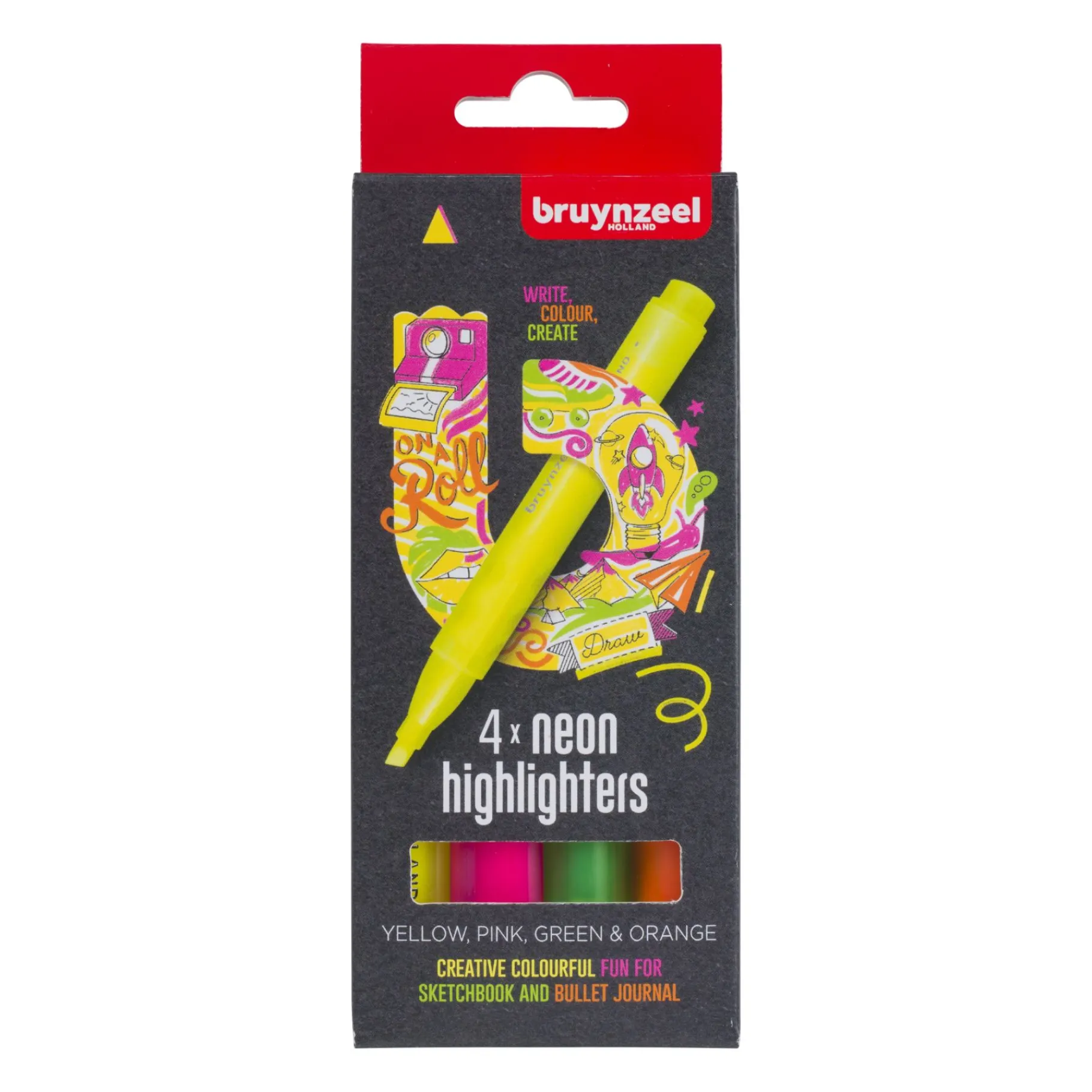 Tekenen / Kleuren>Bruynzeel markeerstiften neon 4 kleuren