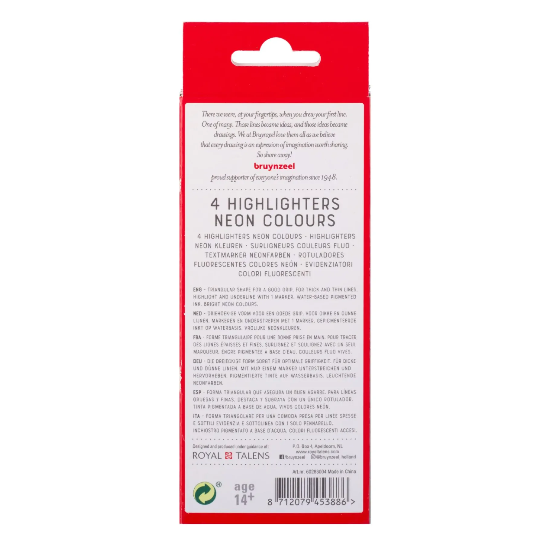 Tekenen / Kleuren>Bruynzeel markeerstiften neon 4 kleuren