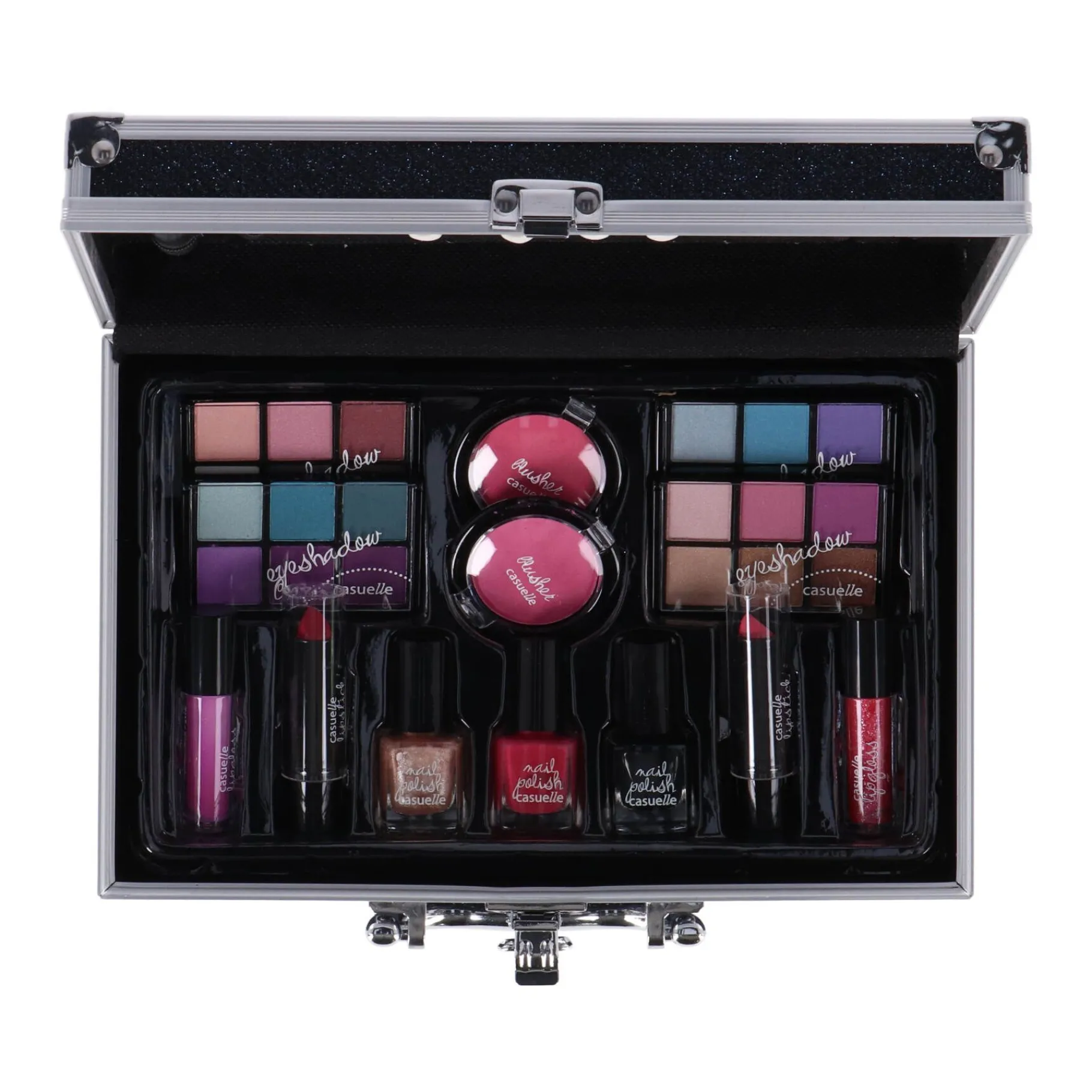 Make-Up> Casuelle Aluminium Koffer Blauw Zwart Glitter