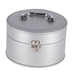 Make-Up></noscript> Casuelle Cosmetica Koffer Rond Zilver