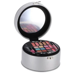 Make-Up></noscript> Casuelle Cosmetica Koffer Rond Zilver