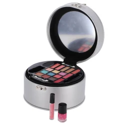Make-Up></noscript> Casuelle Cosmetica Koffer Rond Zilver