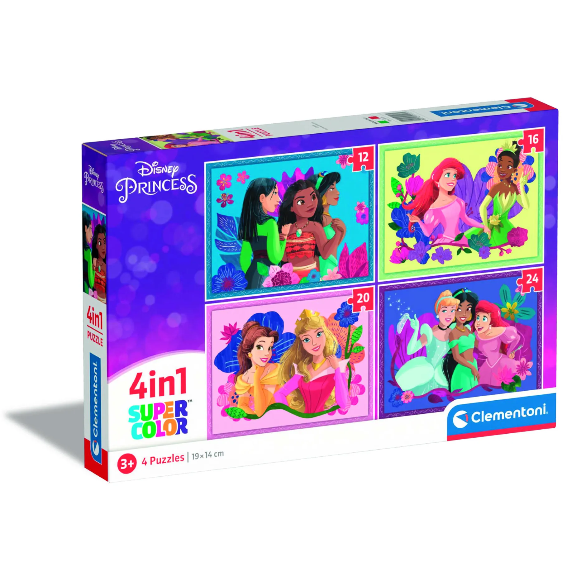 Legpuzzels>Clementoni disney princess 4 in 1 puzzel 12, 16, 20, 24 stukjes