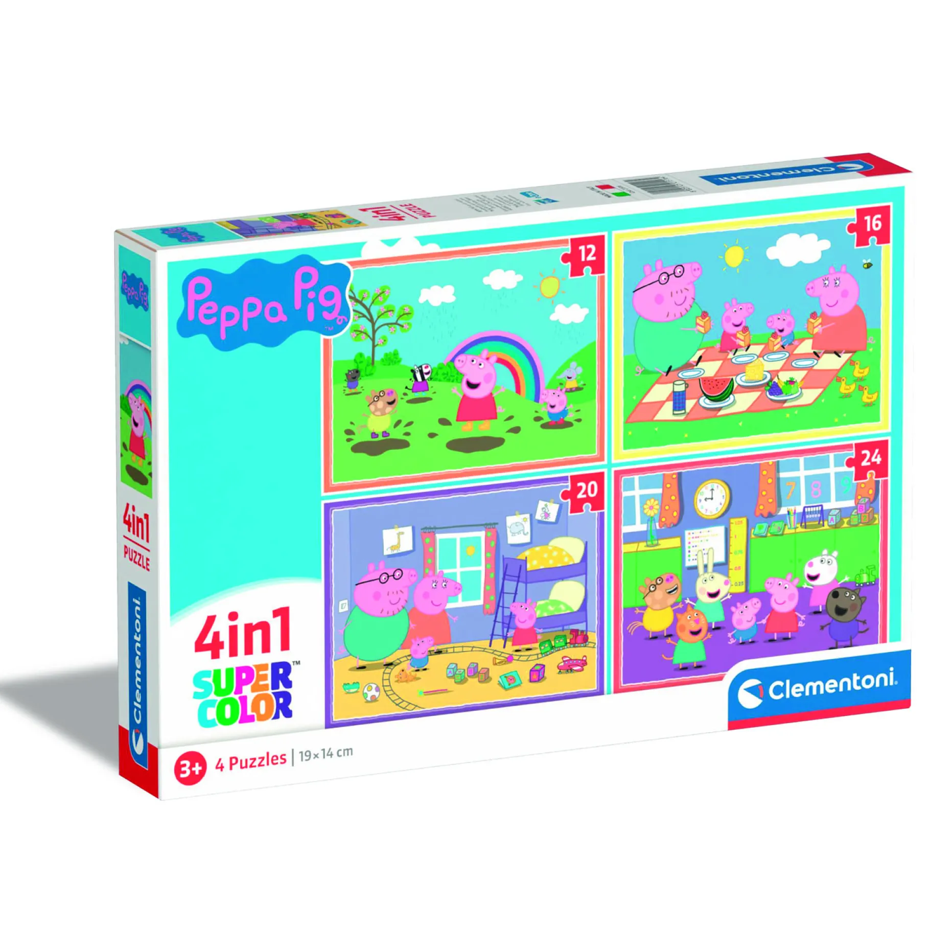 Legpuzzels>Clementoni Peppa Pig 4 in 1 puzzel 12, 16, 20, 24 stukjes