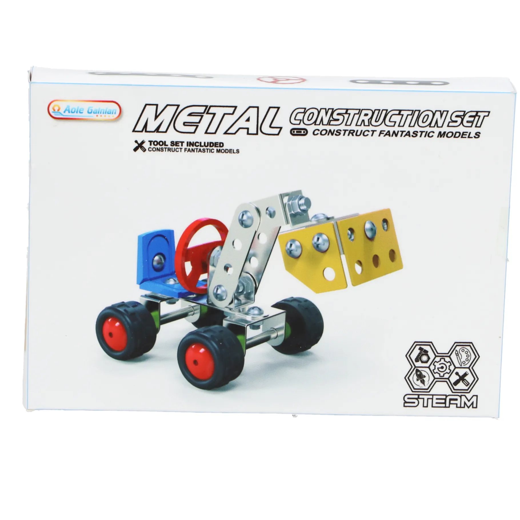 Jongens|Voertuigen> Constructieset voertuigen metaal 4 assorti