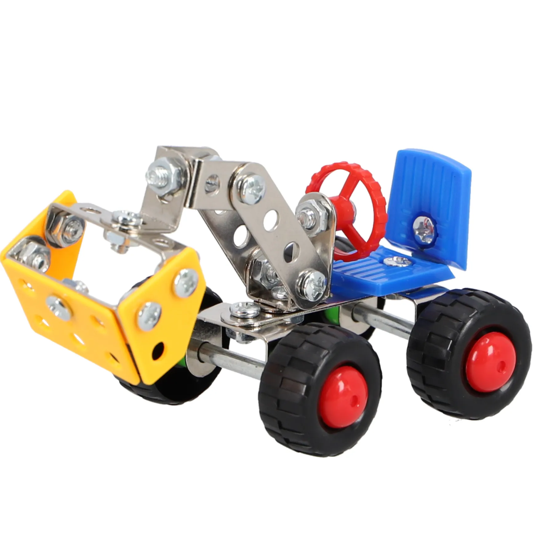 Jongens|Voertuigen> Constructieset voertuigen metaal 4 assorti