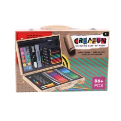 Tekenen / Kleuren>Creafun kleurkoffer kist 86-delig hout