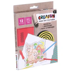 Knutselsets>Creafun prikblok met prikpen en 12 sjablonen  boerderij