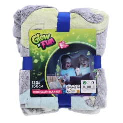 Kinderpyama's> Deken dino glow in the dark 130 x 150 cm