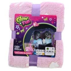 Kinderpyama's> Deken eenhoorn glow in the dark 130 x 150 cm