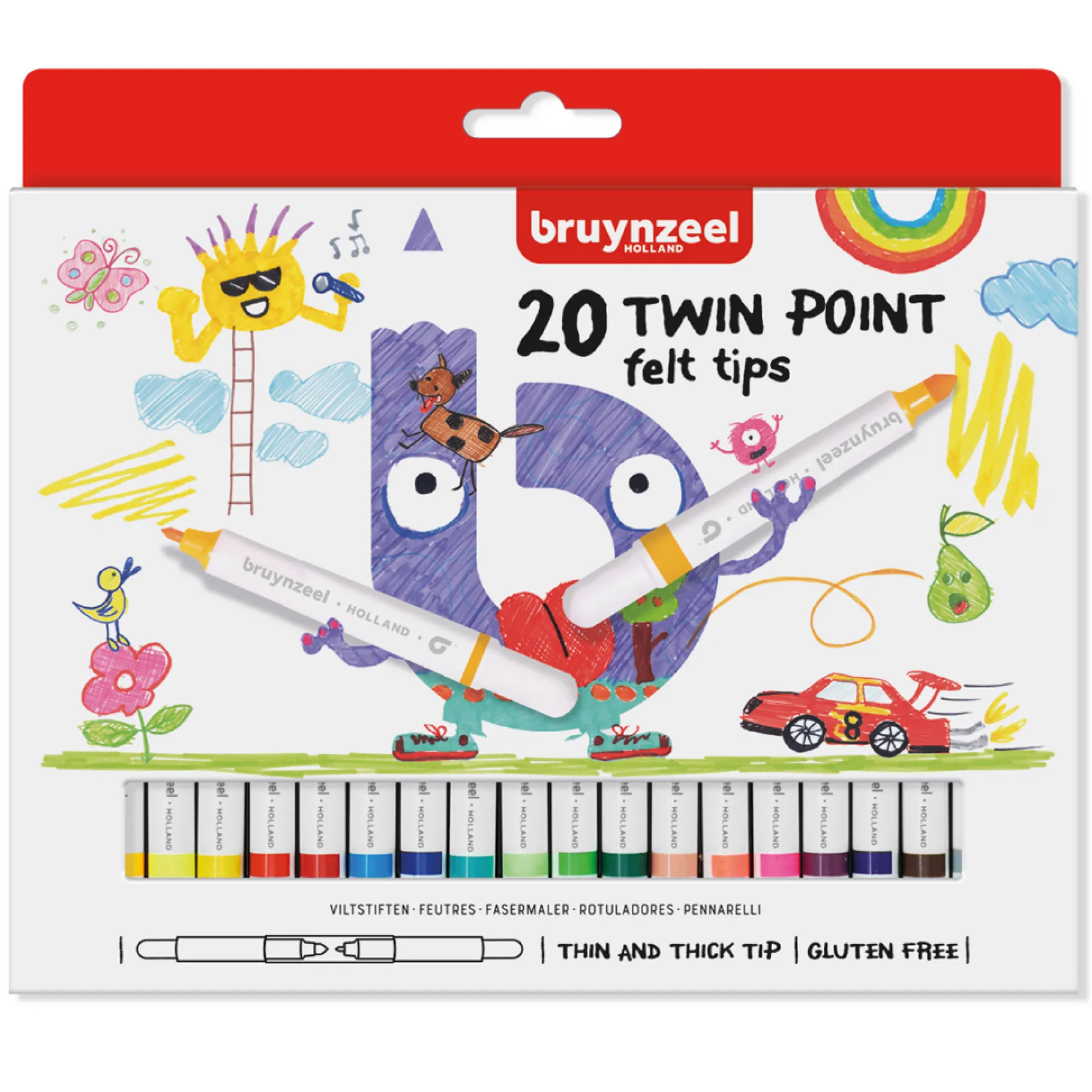 Tekenen / Kleuren>Bruynzeel Dubbelpunters Viltstiften 20 Stuks