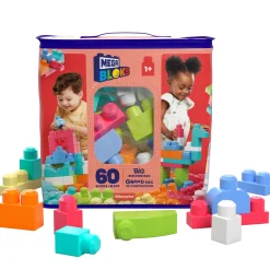 Bouwstenen></noscript>Mega Bloks Fischer price first builders  blokkentas 60 stuks roze