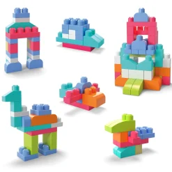 Bouwstenen></noscript>Mega Bloks Fischer price first builders  blokkentas 60 stuks roze