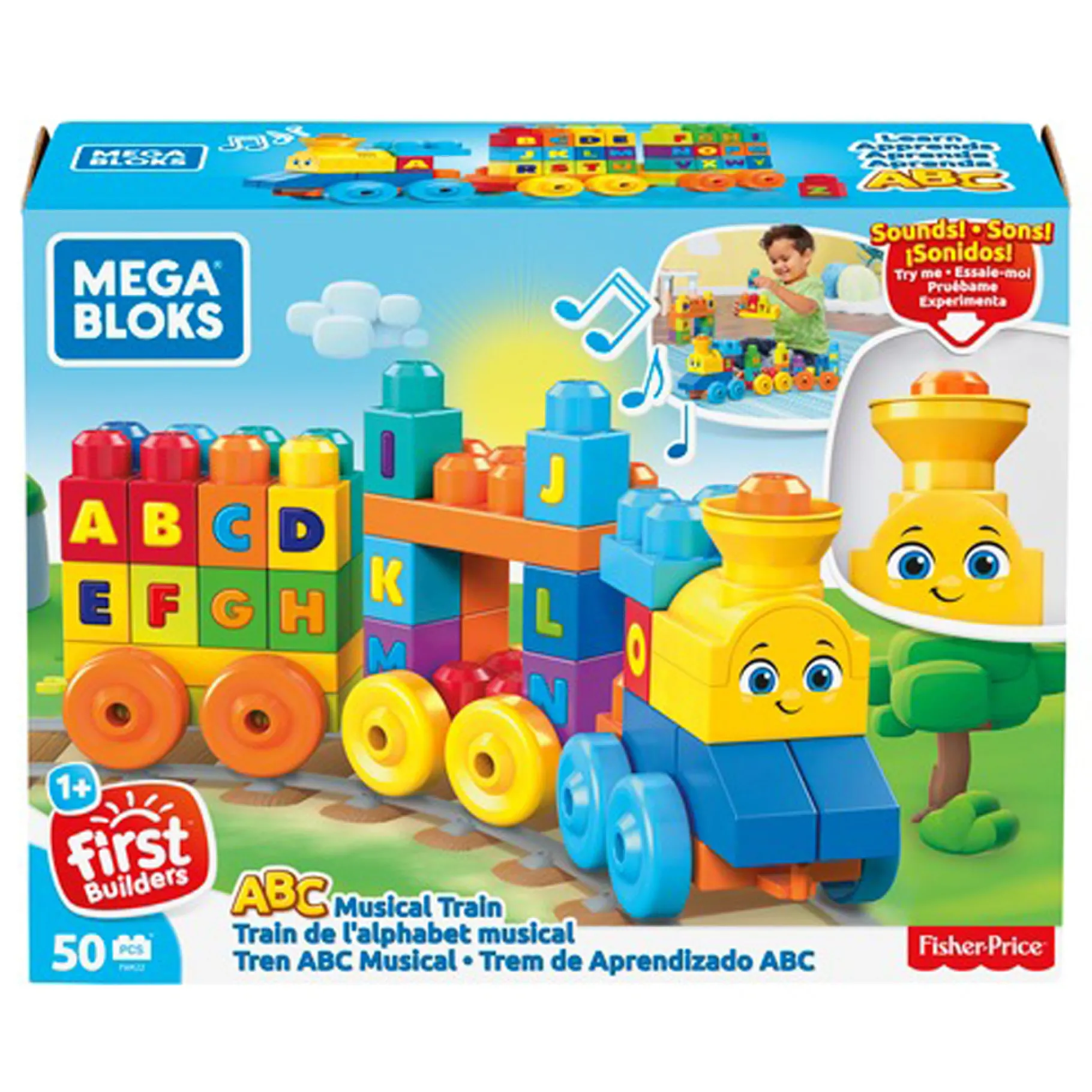 Bouwstenen>Mega Bloks Fisher Price ABC Leren Trein